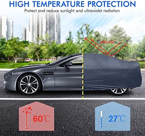 Car Cover Waterproof All Weather for Automobiles  6 Layers Outdoor Full Exterior Cover Rain Sun UV Snowproof Protection with Zipper Cotton  Mirror Pocket for Sedan  190 195 inch 