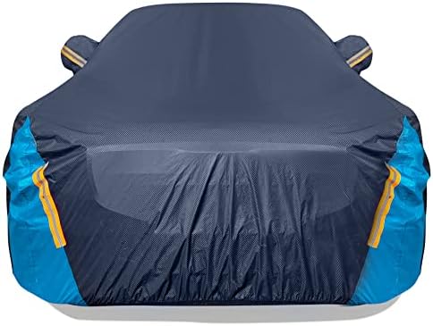Car Cover Waterproof All Weather for Automobiles  6 Layers Outdoor Full Exterior Cover Rain Sun UV Snowproof Protection with Zipper Cotton  Mirror Pocket for Sedan  190 195 inch 