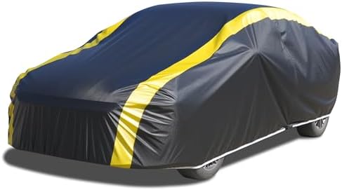 Car Cover Waterproof All Weather for Automobiles  6 Layers Outdoor Full Exterior Cover Rain Sun UV Snowproof Protection with Zipper Cotton  Mirror Pocket for Sedan  190 195 inch 