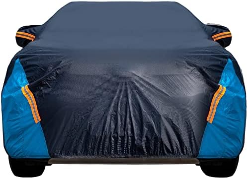 Car Cover Waterproof All Weather for Automobiles  6 Layers Outdoor Full Exterior Cover Rain Sun UV Snowproof Protection with Zipper Cotton  Mirror Pocket for Sedan  190 195 inch 