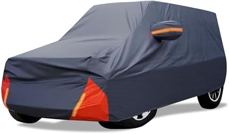 Car Cover Waterproof All Weather for Automobiles  6 Layers Outdoor Full Exterior Cover Rain Sun UV Snowproof Protection with Zipper Cotton  Mirror Pocket for Sedan  190 195 inch 