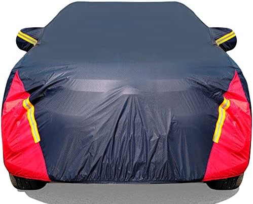 Car Cover Waterproof All Weather for Automobiles  6 Layers Outdoor Full Exterior Cover Rain Sun UV Snowproof Protection with Zipper Cotton  Mirror Pocket for Sedan  190 195 inch 