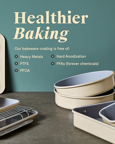 Caraway Molde de cerámica antiadherente para magdalenas de 12 tazas, revestimiento de cerámica naturalmente resbaladizo, no tóxico, libre de PTFE ni PFOA, perfecto para cupcakes, magdalenas y más,