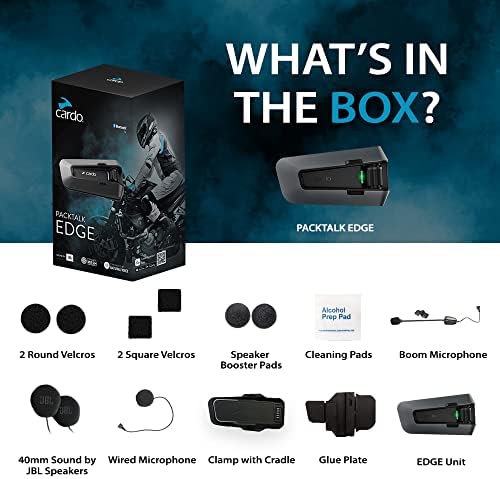 Cardo PACKTALK Edge Motorcycle Bluetooth Communication System Headset Intercom   Single Pack