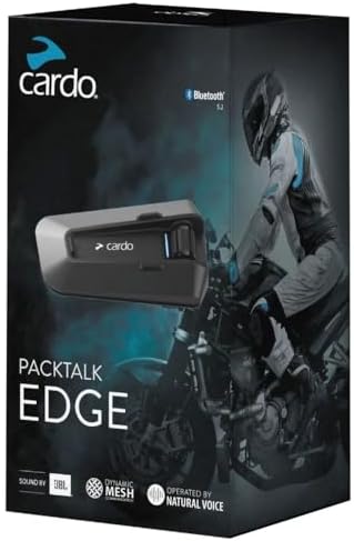 Cardo PACKTALK Edge Motorcycle Bluetooth Communication System Headset Intercom   Single Pack
