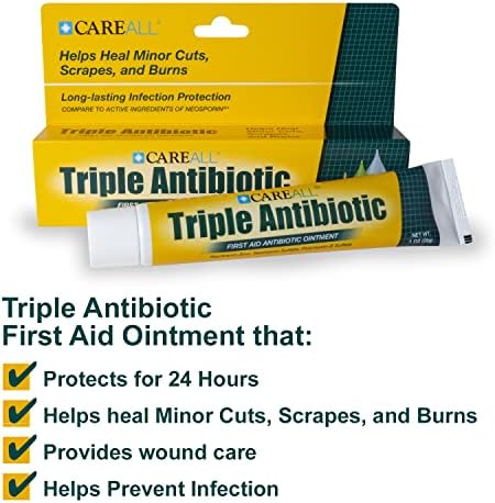 CareAll Triple Antibiotic Ointment 1 0 oz  4 Pack   First Aid Ointment for Minor Scrapes  Cuts  and Burns to Help Prevent Infection  Compare to The Active Ingredients of The Leading Brand