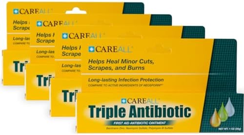 CareAll Triple Antibiotic Ointment 1 0 oz  4 Pack   First Aid Ointment for Minor Scrapes  Cuts  and Burns to Help Prevent Infection  Compare to The Active Ingredients of The Leading Brand