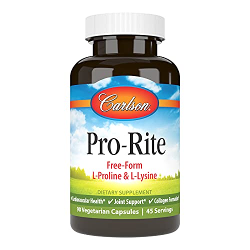 Carlson   Pro Rite  Free Form L Proline & L Lysine  Health  Joint Support & Collagen Formation  90 Capsules