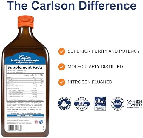 Carlson   The Very Finest Fish Oil  1600 mg Omega 3s  Liquid Fish Oil Supplement  Norwegian Fish Oil  Wild Caught  Sustainably Sourced Fish Oil Liquid  Orange  16 9 Fl Oz