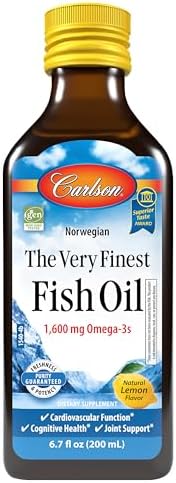 Carlson   The Very Finest Fish Oil  1600 mg Omega 3s  Liquid Fish Oil Supplement  Norwegian Fish Oil  Wild Caught  Sustainably Sourced Fish Oil Liquid  Orange  16 9 Fl Oz