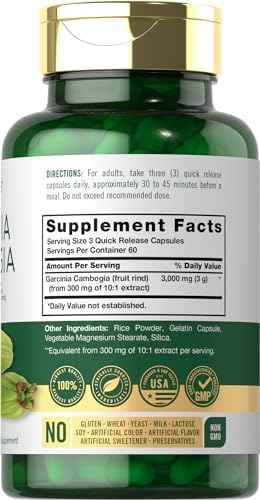 Carlyle Garcinia Cambogia Extract   180 Capsules   Non GMO  Gluten Free Supplement
