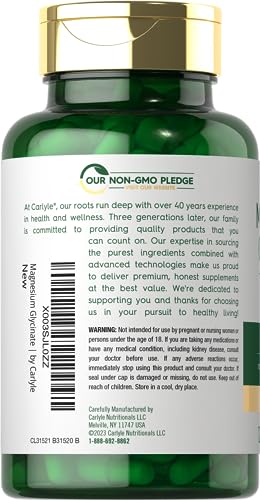 Carlyle Magnesium Glycinate with Ashwagandha   2 740mg Complex   120 Vegetarian Capsules   Potent Duo   Non GMO and Gluten Free Supplement