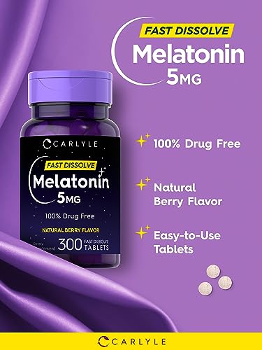 Carlyle Melatonin 5 mg Fast Dissolve 300 Tablets   Berry Flavor   Vegetarian  Non GMO Supplement