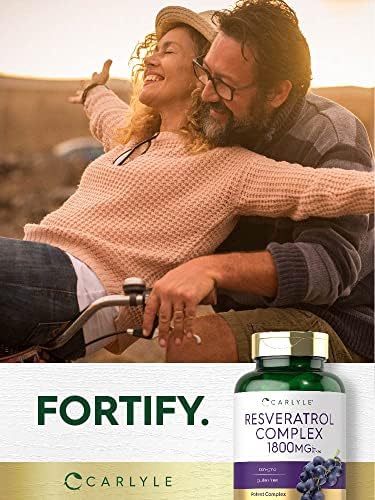 Carlyle Suplemento de resveratrol 1800 mg | 180 cápsulas | Sin OMG y sin gluten | Complejo potente