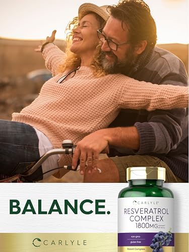 Carlyle Resveratrol Complex   180 Capsules   Trans Resveratrol Supplement with Grape Seed Extract   Non GMO  Gluten Free