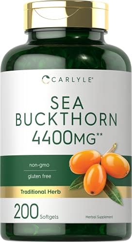 Carlyle Sea Buckthorn Oil Capsules   200 Softgels   Non GMO  Gluten Free   Sea Buckthorn Berry Oil Supplement