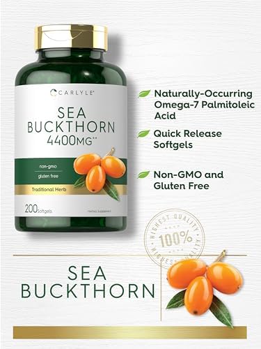 Carlyle Sea Buckthorn Oil Capsules   200 Softgels   Non GMO  Gluten Free   Sea Buckthorn Berry Oil Supplement