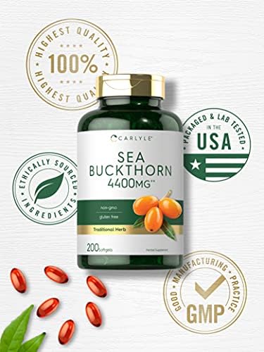 Carlyle Sea Buckthorn Oil Capsules   200 Softgels   Non GMO  Gluten Free   Sea Buckthorn Berry Oil Supplement
