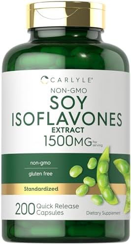 Carlyle Soy Isoflavones for Women and Men   200 Capsules   Non GMO  Gluten Free Extract Supplement