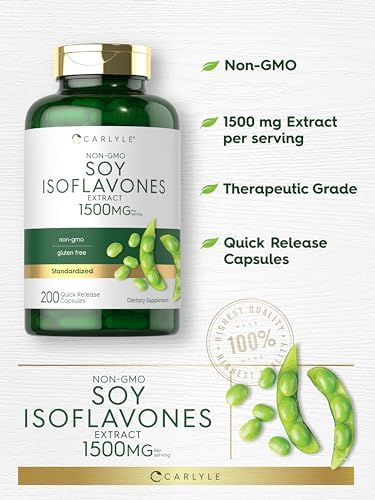 Carlyle Soy Isoflavones for Women and Men   200 Capsules   Non GMO  Gluten Free Extract Supplement