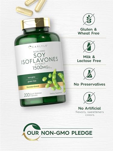 Carlyle Soy Isoflavones for Women and Men   200 Capsules   Non GMO  Gluten Free Extract Supplement