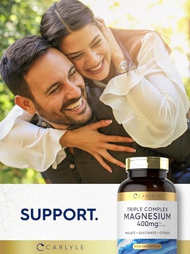 Carlyle Triple Magnesium Complex   400 mg   240 Capsules   Magnesium Malate  Glycinate & Citrate   Vegetarian  Non GMO  and Gluten Free Supplement