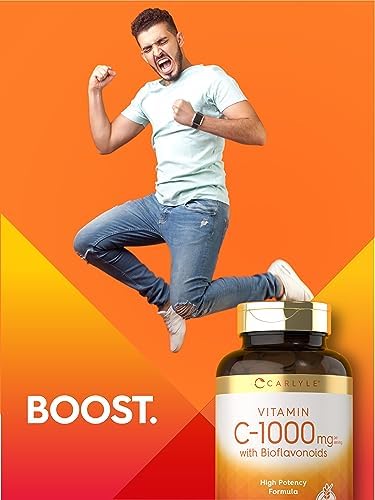 Carlyle Vitamin C 1000mg   with Rose Hips and Citrus Bioflavonoids   250 Caplets   Vegetarian  Non GMO  Gluten Free Supplement