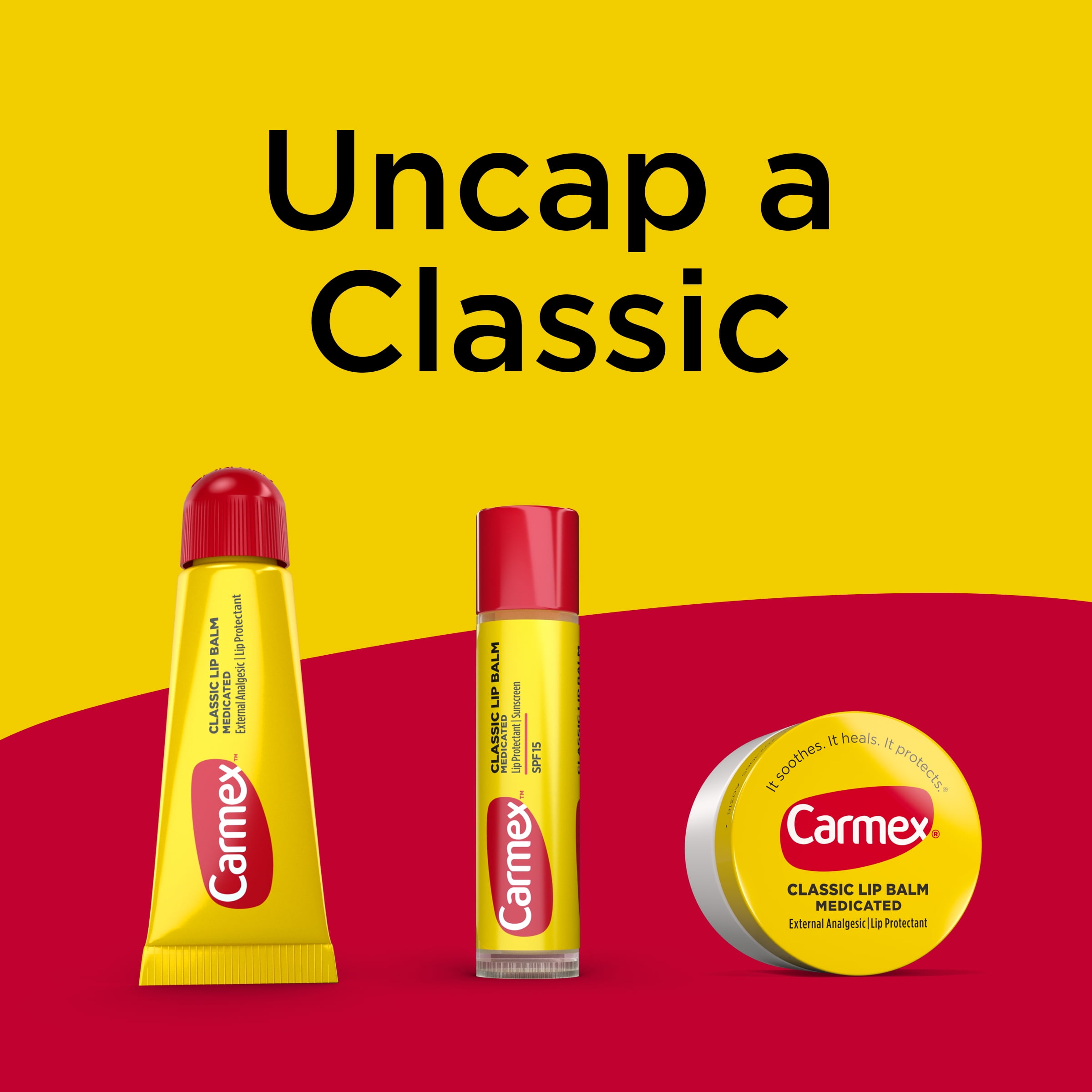 Carmex Bálsamo Labial Medicado Hidratante Clásico Barra de 0,15 Onzas (Paquete de 3)