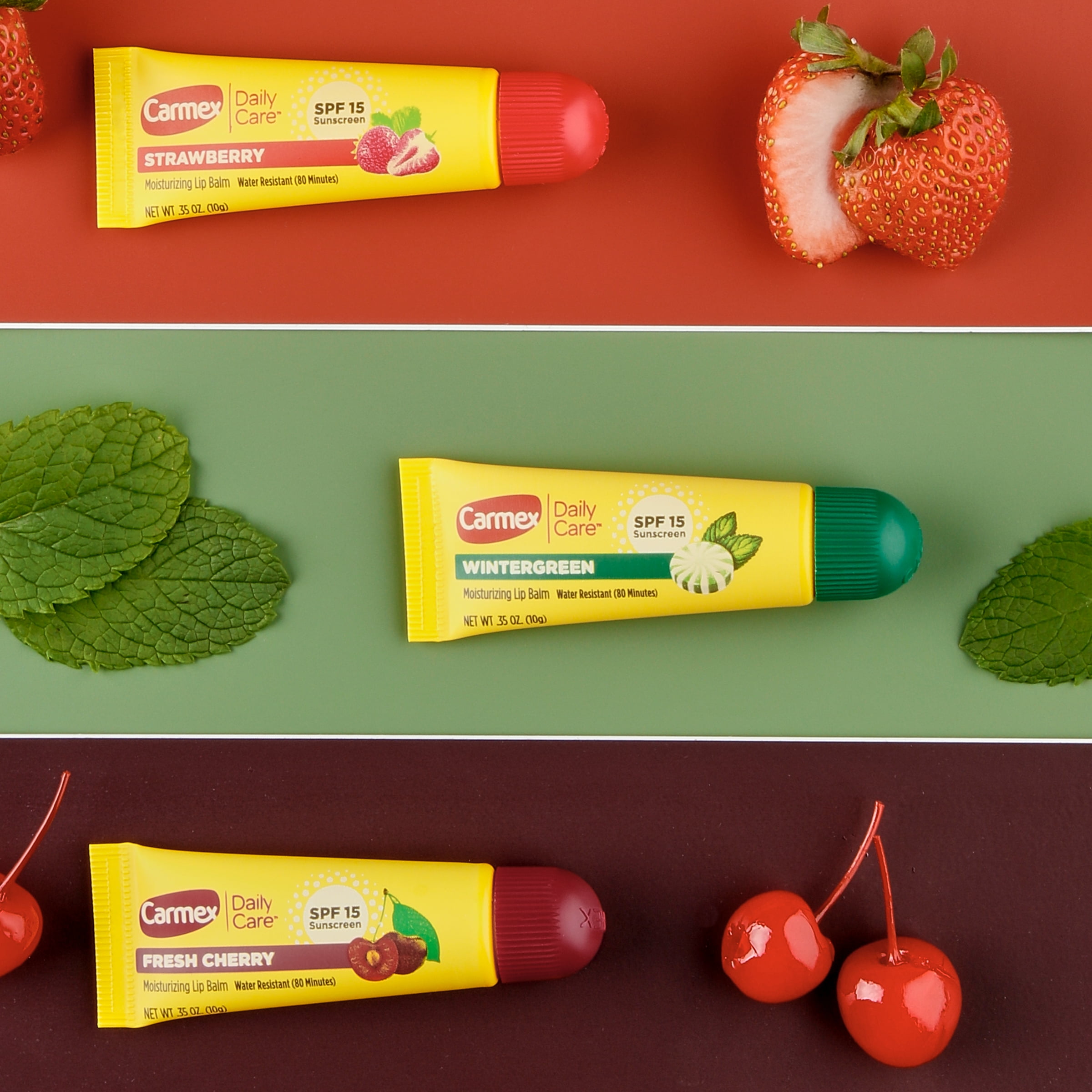 Carmex Daily Care Moisturizing Lip Balm Tubes  SPF 15  Multi Flavor Lip Balm  3 Count  1 Pack of 3