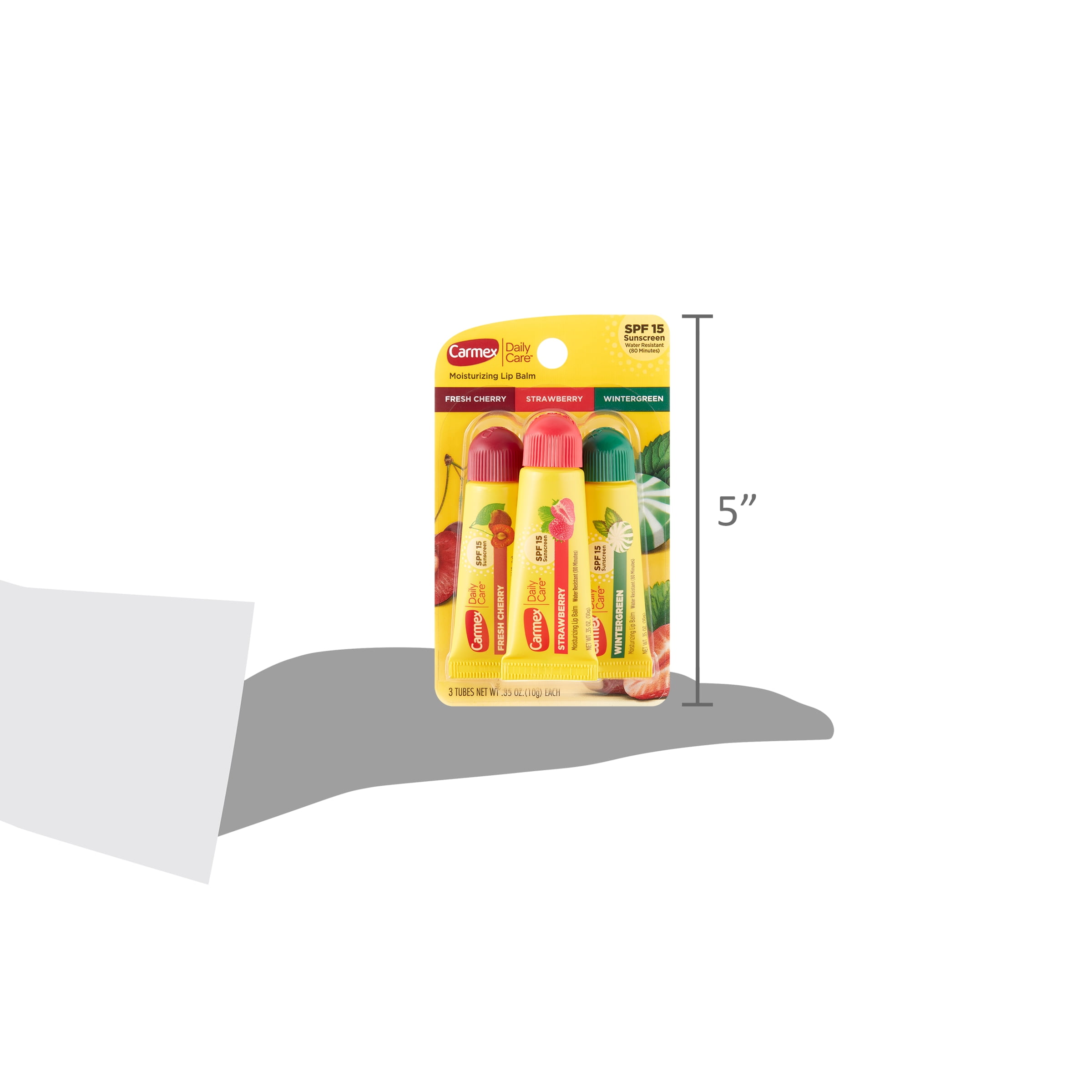 Carmex Tubos de Bálsamo Labial Hidratante de Cuidado Diario SPF 15, Bálsamo Labial de Múltiples Sabores, 3 Unidades (1 Paquete de 3)