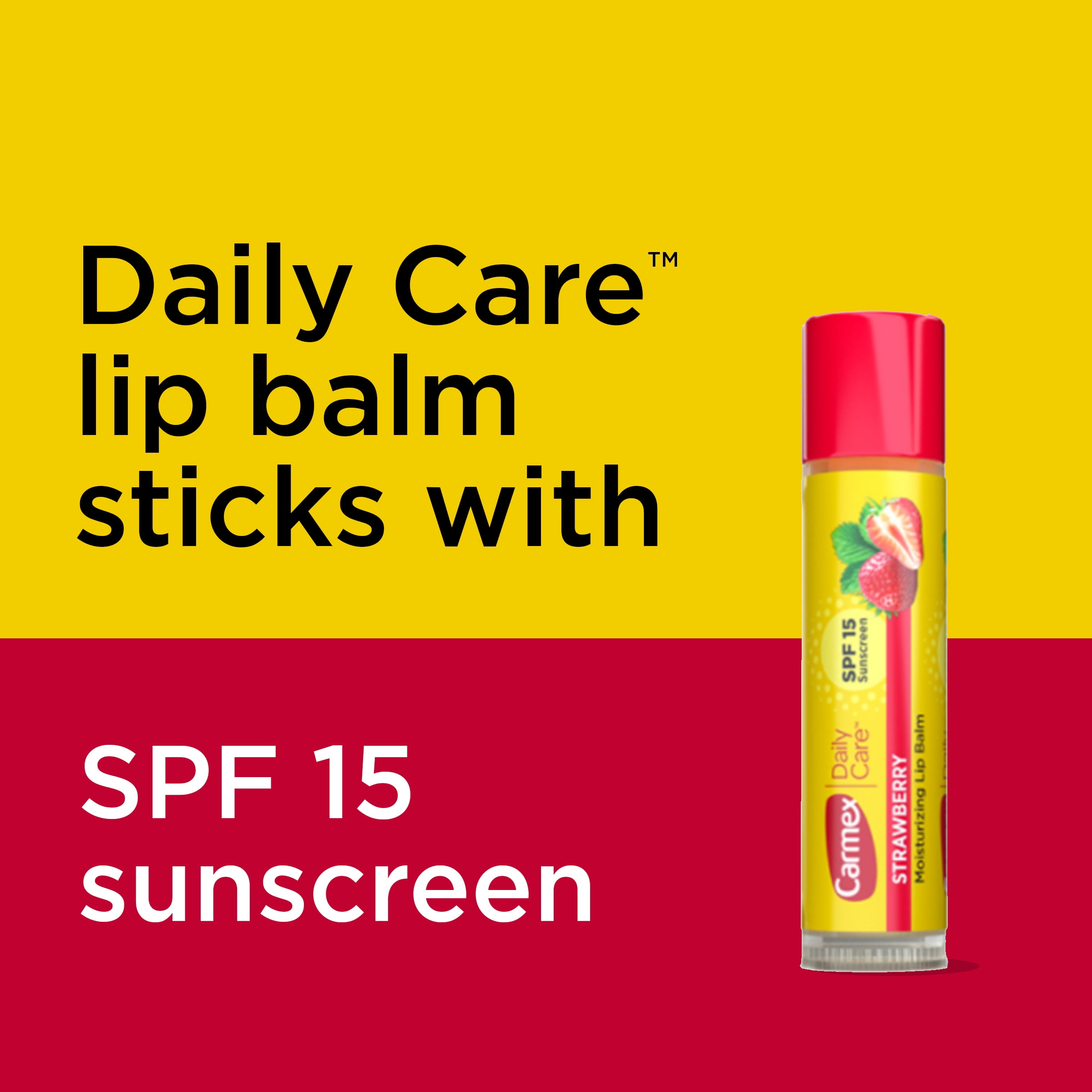 Carmex Daily Care Moisturizing Lip Balm Sticks  SPF 15  Multi Flavor Lip Balm  3 Count  1 Pack of 3