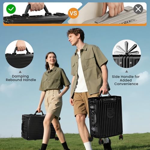 Carry On Luggage 22x14x9 Airline Approved  Zipperless Luggage Carry On  Hard Shell Suitcases with TSA Lock  Lightweight Carry On Suitcases with Aluminum Frame  black  20inch 