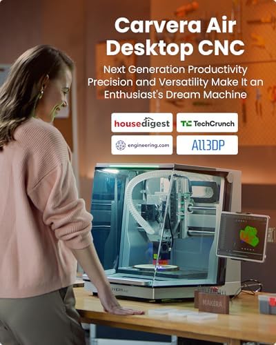 Carvera Air Desktop CNC with 4th Axis Compact Enclosed Mini CNC Mill Industrial Precision with Makera CAM for Metal Wood Quick Tool Changer Closed Loop Stepper Motor DIY Milling Carving by Makera