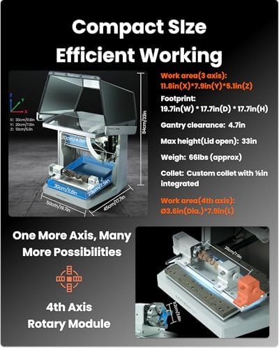 Carvera Air Desktop CNC with 4th Axis Compact Enclosed Mini CNC Mill Industrial Precision with Makera CAM for Metal Wood Quick Tool Changer Closed Loop Stepper Motor DIY Milling Carving by Makera