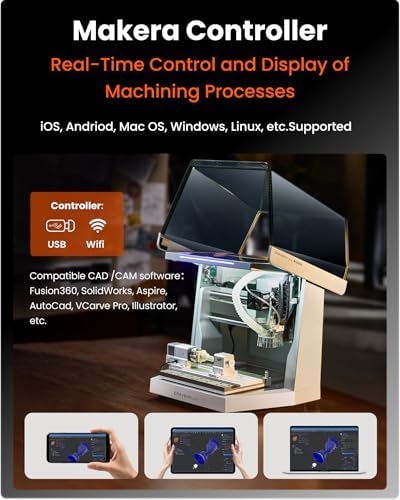 Carvera Air Desktop CNC with 4th Axis Compact Enclosed Mini CNC Mill Industrial Precision with Makera CAM for Metal Wood Quick Tool Changer Closed Loop Stepper Motor DIY Milling Carving by Makera