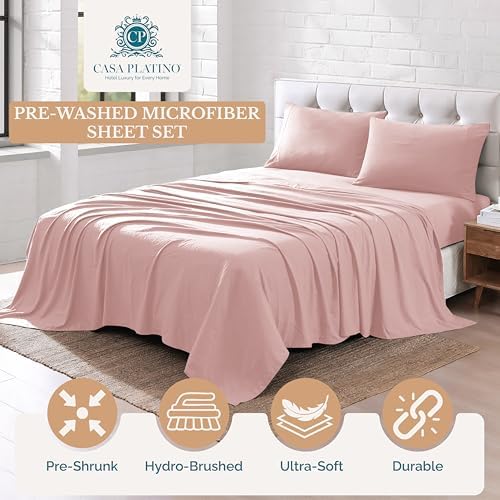 Casa Platino Bedding Sheets and Pillowcases  Pre Washed Ultra Soft & Breathable Full Bed Sheets Set  Hydro Brushed Microfiber Cooling Full Size Sheet Set  Deep Pockets   Sepia Rose