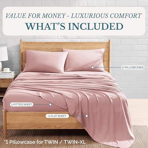 Casa Platino Bedding Sheets and Pillowcases  Pre Washed Ultra Soft & Breathable Full Bed Sheets Set  Hydro Brushed Microfiber Cooling Full Size Sheet Set  Deep Pockets   Sepia Rose