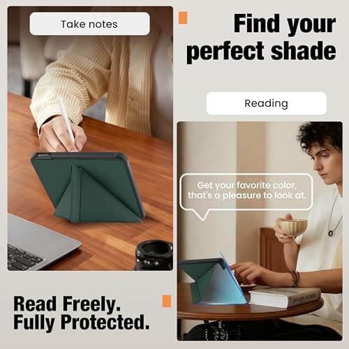 Case for Kobo Libra Colour  2024  & Libra 2   Vegan Leather Cover with Origami Stand & Auto Wake/Sleep  Includes Screen Protector  Compatible with Model N428 & N418  Dark Green  7 inch 