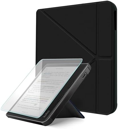 Case for Kobo Libra Colour  2024  & Libra 2   Vegan Leather Cover with Origami Stand & Auto Wake/Sleep  Includes Screen Protector  Compatible with Model N428 & N418  Dark Green  7 inch 