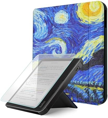 Case for Kobo Libra Colour  2024  & Libra 2   Vegan Leather Cover with Origami Stand & Auto Wake/Sleep  Includes Screen Protector  Compatible with Model N428 & N418  Dark Green  7 inch 