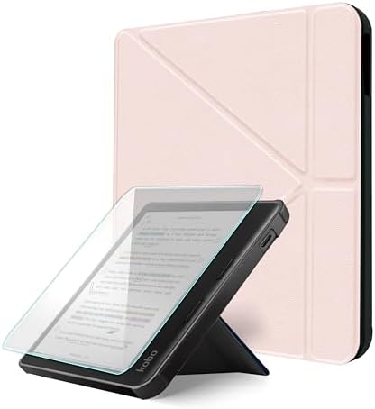 Case for Kobo Libra Colour  2024  & Libra 2   Vegan Leather Cover with Origami Stand & Auto Wake/Sleep  Includes Screen Protector  Compatible with Model N428 & N418  Dark Green  7 inch 