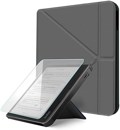 Case for Kobo Libra Colour  2024  & Libra 2   Vegan Leather Cover with Origami Stand & Auto Wake/Sleep  Includes Screen Protector  Compatible with Model N428 & N418  Dark Green  7 inch 