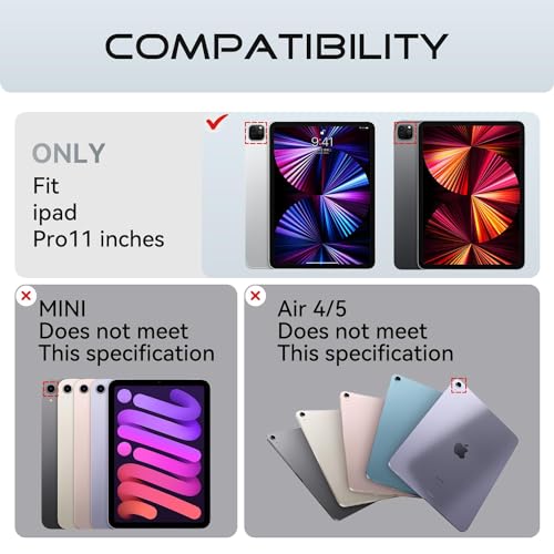 Funda para iPad Pro de 11 pulgadas 2022/20221/2020 (4ª/3ª/2ª) con soporte para lápices, carga de Apple Pencil 2 y apagado automático/encendido | Funda protectora de TPU suave | Funda trasera a