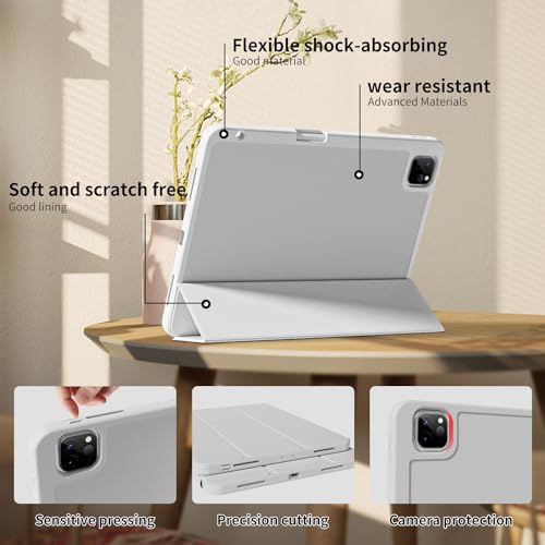 Funda para iPad Pro de 11 pulgadas 2022/20221/2020 (4ª/3ª/2ª) con soporte para lápices, carga de Apple Pencil 2 y apagado automático/encendido | Funda protectora de TPU suave | Funda trasera a