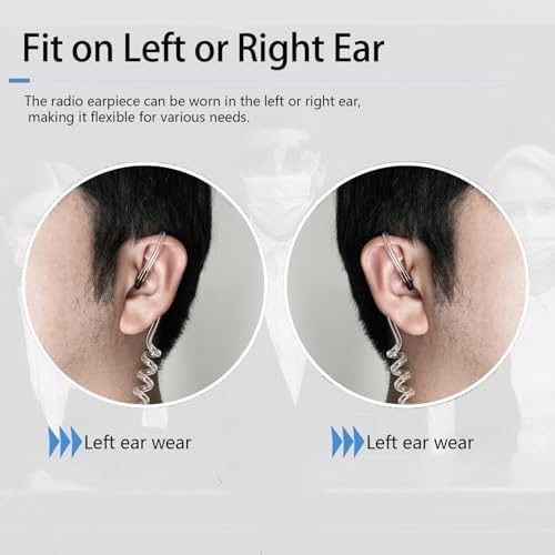 Case of 10  Retevis Walkie Talkies Earpiece with Mic 2 Pin Acoustic Tube Headset  for RT22 RT21 RT68 H777  Compatible with Pxton Baofeng BF 888S BF T26 Kenwood walkie talkie  Two Way Radio Earpiece