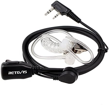 Case of 10  Retevis Walkie Talkies Earpiece with Mic 2 Pin Acoustic Tube Headset  for RT22 RT21 RT68 H777  Compatible with Pxton Baofeng BF 888S BF T26 Kenwood walkie talkie  Two Way Radio Earpiece