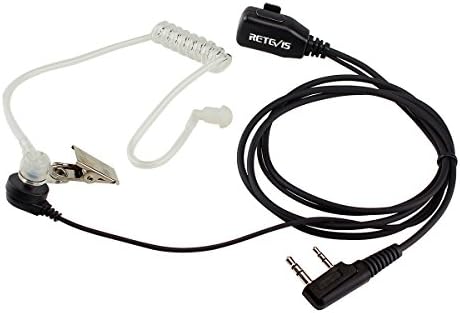 Case of 10  Retevis Walkie Talkies Earpiece with Mic 2 Pin Acoustic Tube Headset  for RT22 RT21 RT68 H777  Compatible with Pxton Baofeng BF 888S BF T26 Kenwood walkie talkie  Two Way Radio Earpiece