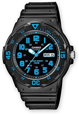 Casio MRW200H Series   Unisex Analog Watch   100M WR   Stainless Steel Case   Resin Band   2 Hand Analog  HR  Min  SEC    Date Display   Screw Down Crown/Screw Down Caseback   3 Year Battery
