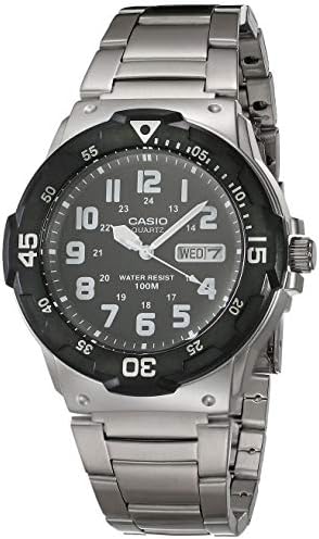 Casio MRW200H Series   Unisex Analog Watch   100M WR   Stainless Steel Case   Resin Band   2 Hand Analog  HR  Min  SEC    Date Display   Screw Down Crown/Screw Down Caseback   3 Year Battery