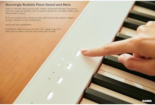 Casio Privia PX S1100   88 Key Touch Responsive Weighted Digital Piano   Ultra Portable   Superior Sound   German Grand Tone  Bluetooth  Casio Music Space App   Gloss White Finish